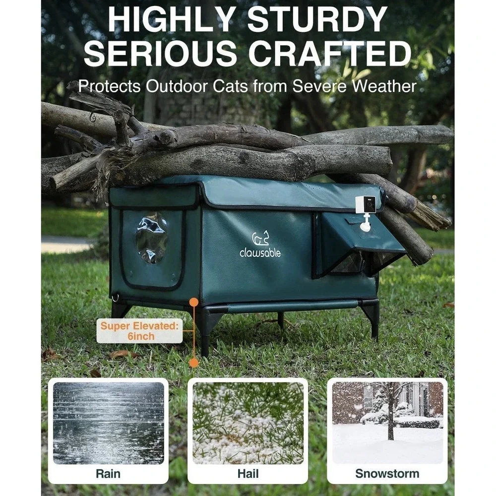 Indestructible Heated Cat House For Outside Winter 100% Waterproof Safe Escape